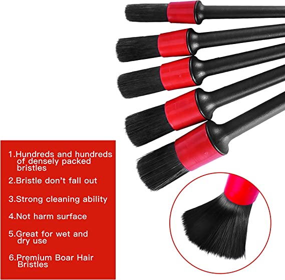 RioDetails Set of 5pcs Detailing Brush-Plastic Bristles