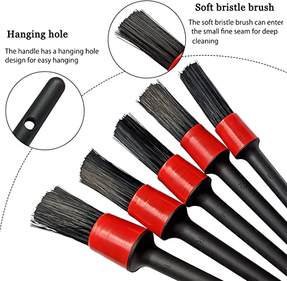 RioDetails Set of 5pcs Detailing Brush-Plastic Bristles