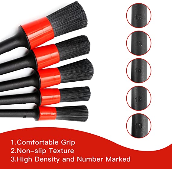 RioDetails Set of 5pcs Detailing Brush-Plastic Bristles